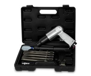 EBERTH Cincel neumático con maletín, juego de herramientas de 10 piezas, 4500 golpes/min, cincel 5x de 150 mm, martillo cincel neumático con conexión de 1/4", in coplamiento de aire comprimido