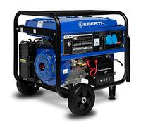 EBERTH Generador de corriente de gasolina de 5500 W con chasis, arranque eléctrico, AVR, motor de gasolina de 13 CV, 4 tiempos, refrigerado por aire, arranque por cuerda, 1 fase, 2 x 230 V, 1 x 12 V