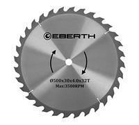 EBERTH Hoja de sierra circular disco de corte de madera de acero con para cortes en madera (500 mm de diámetro, 30 mm de perforación, 3,0 mm de grosor de hoja, 4,0 mm de anchura de corte, 32 dientes)