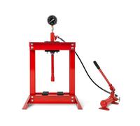 EBERTH Prensa hidráulica de taller 6T prensa hidráulica con manómetro, prensa de mesa, altura de trabajo 355 mm, ancho de trabajo 350 mm, altura total 860 mm, 2 mordazas, cilindro hidráulico