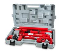 EBERTH Set de desabollado y enderezado Herramienta hidráulica para carrocerías con 10T de Potencia, Incl. Separador en V, 7 Piezas de presión, 3 Extensiones, Bomba con Manguera y Mango, maletín