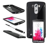 ebestStar - Funda Compatible con LG G3 D855 Carcasa Gel Silicona Gel TPU Motivo S-línea, S-Line Case Cover + Mini Lápiz, Negro [Aparato: 145.5 x 74.6 x 9.1mm, 5.5'']