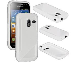 ebestStar - Funda Compatible con Samsung Ace 2 Galaxy i8160, S7560M Carcasa Gel Silicona Gel TPU Motivo S-línea, S-Line Case Cover, Blanco [Aparato: 118.3 x 62.2 x 10.5mm, 3.8'']