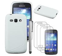 ebestStar - Funda Compatible con Samsung Ace 3 Galaxy GT-S7270, S7272, S7275 Carcasa Gel Silicona S-línea, S-Line Case Cover + Lápiz +3 Peliculas, Blanco
