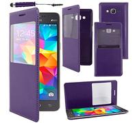 ebestStar - Funda Compatible con Samsung Grand Prime Galaxy G530F, Value Edition G531F Carcasa Ventana Vista Cover Cuero PU, Funda Libro Billetera + Mini Lápiz, Violeta