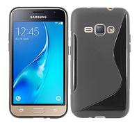 ebestStar - Funda Compatible con Samsung J1 Galaxy J1 2016 4G SM-J120F Carcasa Gel Silicona Gel TPU Motivo S-línea, S-Line Case Cover, Negro [Aparato: 132.6 x 69.3 x 8.9mm, 4.5'']