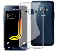ebestStar - Funda Compatible con Samsung J1 Galaxy J1 2016 4G SM-J120F Carcasa Gel Silicona Gel TPU Motivo S-línea, S-Line Case Cover, Transparente [Aparato: 132.6 x 69.3 x 8.9mm, 4.5'']