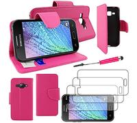 ebestStar - Funda Compatible con Samsung J1 Galaxy SM-J100F (2015) Carcasa Cartera Cuero PU, Billetera Ranuras Tarjeta, Función Soporte + Mini Lápiz +3 Peliculas, Rosa