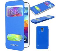 ebestStar - Funda Compatible con Samsung S5 G900F, Galaxy S5 New G903F Neo Carcasa Ventana Vista Cover, Cuero PU Funda Libro Billetera, Azul [Aparato: 142 x 72.5 x 8.1mm, 5.1'']