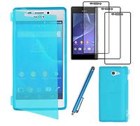 ebestStar - Funda Compatible con Sony Xperia M2 D2302 D2303 Carcasa Cartera Proteccion Formato Libro, Silicona Gel Case + Lápiz +3 Peliculas, Azul [Aparato: 139.7 x 71.1 x 8.6mm, 4.8'']