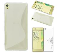 ebestStar - Funda Compatible con Sony Xperia XA, XA Dual Carcasa Gel Silicona S-línea, S-Line Case Cover, Transparente + Cristal Templado Protector Pantalla
