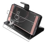 ebestStar - Funda Compatible con Sony Xperia XA2 Ultra, XA2 Ultra Dual (2018) Carcasa Cartera Cuero PU, Funda Ranuras Tarjeta, Función Soporte, Negro + Cristal Templado [Aparato: 163x80x9.5mm, 6.0'']