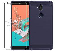 ebestStar - Funda para ASUS Zenfone 5 Lite ZC600KL, Carcasa Capa Protectora Carbono TPU, Antigolpes, Azul Oscuro + Cristal Templado