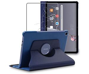 ebestStar - Funda para Huawei MatePad T 10, T 10S, Carcasa Capa Giratoria, 360 Protectora, Cuero PU Soporte, Azul Oscuro + Cristal Templado
