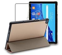 ebestStar - Funda para Huawei MatePad T 10, T 10S, Carcasa Capa, Slim Case Protectora, Tapa Magnetica Cuero PU, Dorado + Cristal Templado