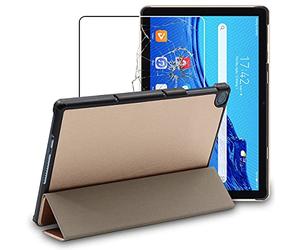 ebestStar - Funda para Huawei MatePad T 10, T 10S, Carcasa Capa, Slim Case Protectora, Tapa Magnetica Cuero PU, Dorado + Cristal Templado