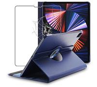 ebestStar - Funda para iPad Pro 12.9 M1 2021, 2020 Apple, Carcasa Capa Giratoria, 360 Protectora, Cuero PU Soporte, Azul Oscuro + Cristal Templado