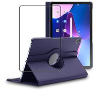 ebestStar - Funda para Lenovo Tab M10 Plus 10.6 (Gen 3), Carcasa Capa Giratoria, 360 Protectora, Cuero PU Soporte, Azul Oscuro + Cristal Templado
