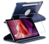 ebestStar - Funda para Lenovo Tab P12 (2023), Carcasa Capa Giratoria, 360 Protectora, Cuero PU Soporte, Azul Oscuro + Cristal Templado