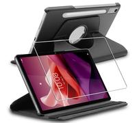 ebestStar - Funda para Lenovo Tab P12 (2023), Carcasa Capa Giratoria, 360 Protectora, Cuero PU Soporte, Negro + Cristal Templado