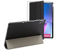 ebestStar - Funda para Lenovo Tab P12 Pro, Carcasa Capa, Slim Case Protectora, Tapa Magnetica Cuero PU, Negro + Cristal Templado