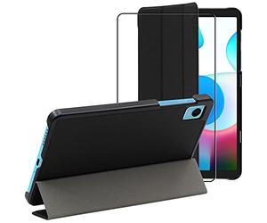 ebestStar - Funda para Realme Pad Mini 8.7 (2022), Carcasa Capa, Slim Case Protectora, Tapa Magnetica Cuero PU, Negro + Cristal Templado