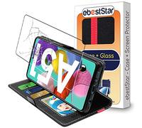 ebestStar - Funda para Samsung Galaxy A51 SM-A515F, Carcasa Libro Capa, Protectora Cartera, Cuero PU Soporte Tarjeta, Negro/Rojo + Cristal Templado