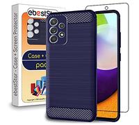 ebestStar - Funda para Samsung Galaxy A52, A52S 5G, Carcasa Capa Protectora Carbono TPU, Antigolpes, Azul Oscuro + Cristal Templado