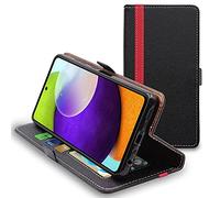 ebestStar - Funda para Samsung Galaxy A52, A52S 5G, Carcasa Libro Capa, Protectora Cartera, Cuero PU Soporte Tarjeta, Negro/Rojo