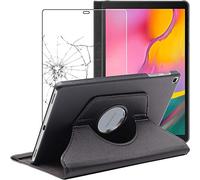 ebestStar - Funda para Samsung Galaxy Tab A 10.1 2019 T510 T515, Carcasa Capa Giratoria, 360 Protectora, Cuero PU Soporte, Negro + Cristal Templado