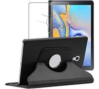 ebestStar - Funda para Samsung Galaxy Tab A 10.5 (2018) T590 T595, Carcasa Capa Giratoria, 360 Protectora, Cuero PU Soporte, Negro + Cristal Templado