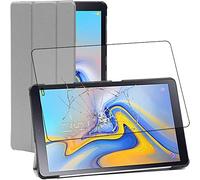 ebestStar - Funda para Samsung Galaxy Tab A 10.5 (2018) T590 T595, Carcasa Capa, Slim Case Protectora, Tapa Magnetica Cuero PU, Gris + Cristal Templado