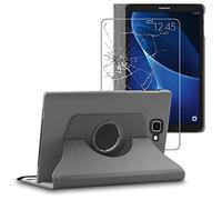 ebestStar - Funda para Samsung Galaxy Tab A6 A 10.1 (2018, 2016) T580 T585, Carcasa Capa Giratoria, 360 Protectora, Cuero PU Soporte, Gris + Cristal Templado