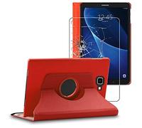 ebestStar - Funda para Samsung Galaxy Tab A6 A 10.1 (2018, 2016) T580 T585, Carcasa Capa Giratoria, 360 Protectora, Cuero PU Soporte, Rojo + Cristal Templado