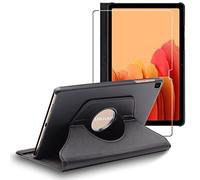 ebestStar - Funda para Samsung Galaxy Tab A7 10.4 T505 (2022, 2020), Carcasa Capa Giratoria, 360 Protectora, Cuero PU Soporte, Negro + Cristal Templado