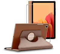 ebestStar - Funda para Samsung Galaxy Tab A7 10.4 T505 (2022, 2020), Carcasa Capa Giratoria, 360 Protectora, Cuero PU Soporte, Dorado + Cristal Templado