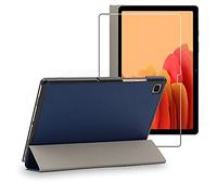 ebestStar - Funda para Samsung Galaxy Tab A7 10.4 T505 (2022, 2020), Carcasa Capa, Slim Case Protectora, Tapa Magnetica Cuero PU, Azul Oscuro + Cristal Templado