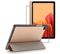 ebestStar - Funda para Samsung Galaxy Tab A7 10.4 T505 (2022, 2020), Carcasa Capa, Slim Case Protectora, Tapa Magnetica Cuero PU, Dorado + Cristal Templado