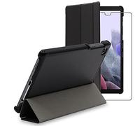 ebestStar - Funda para Samsung Galaxy Tab A7 Lite 8.7 T220 T225, Carcasa Capa, Slim Case Protectora, Tapa Magnetica Cuero PU, Negro + Cristal Templado