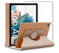 ebestStar - Funda para Samsung Galaxy Tab A8 10.5 (2021) SM-X200 X205, Carcasa Capa Giratoria, 360 Protectora, Cuero PU Soporte, Dorado + Cristal Templado