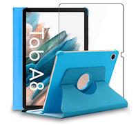 ebestStar - Funda para Samsung Galaxy Tab A8 10.5 (2021) SM-X200 X205, Carcasa Capa Giratoria, 360 Protectora, Cuero PU Soporte, Azul + Cristal Templado