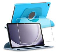 ebestStar - Funda para Samsung Galaxy Tab A9+ (2023) SM-X210, Carcasa Capa Giratoria, 360 Protectora, Cuero PU Soporte, Azul + Cristal Templado