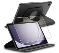 ebestStar - Funda para Samsung Galaxy Tab A9+ (2023) SM-X210, Carcasa Capa Giratoria, 360 Protectora, Cuero PU Soporte, Negro + Cristal Templado