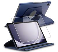 ebestStar - Funda para Samsung Galaxy Tab A9+ (2023) SM-X210, Carcasa Capa Giratoria, 360 Protectora, Cuero PU Soporte, Azul Oscuro + Cristal Templado