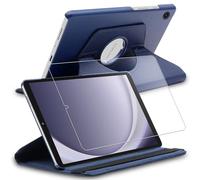ebestStar - Funda para Samsung Galaxy Tab A9 8.7 (2023) SM-X110, Carcasa Capa Giratoria, 360 Protectora, Cuero PU Soporte, Azul Oscuro + Cristal Templado