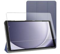 ebestStar - Funda para Samsung Galaxy Tab A9 8.7 (2023) SM-X110, Carcasa Capa, Slim Case Protectora, Tapa Magnetica Cuero PU, Azul Oscuro + Cristal Templado