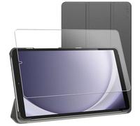 ebestStar - Funda para Samsung Galaxy Tab A9 8.7 (2023) SM-X110, Carcasa Capa, Slim Case Protectora, Tapa Magnetica Cuero PU, Negro + Cristal Templado