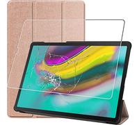 ebestStar - Funda para Samsung Galaxy Tab S5e 10.5 T720/T725, Carcasa Capa, Slim Case Protectora, Tapa Magnetica Cuero PU, Dorado + Cristal Templado