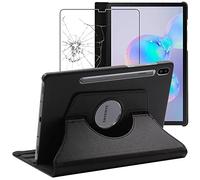 ebestStar - Funda para Samsung Galaxy Tab S6 10.5 T860/T865, Carcasa Capa Giratoria, 360 Protectora, Cuero PU Soporte, Negro + Cristal Templado