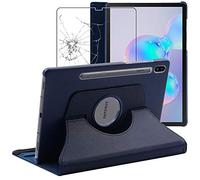 ebestStar - Funda para Samsung Galaxy Tab S6 10.5 T860/T865, Carcasa Capa Giratoria, 360 Protectora, Cuero PU Soporte, Azul Oscuro + Cristal Templado